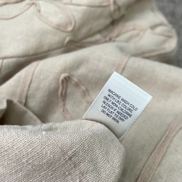 CJ Banks Top Plus Size 1X Beige Linen Soutache Embroidered Lagenlook Minimalist - Picture 7 of 9